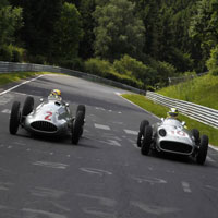 Rosberg and Hamilton drive historic Silver Arrows